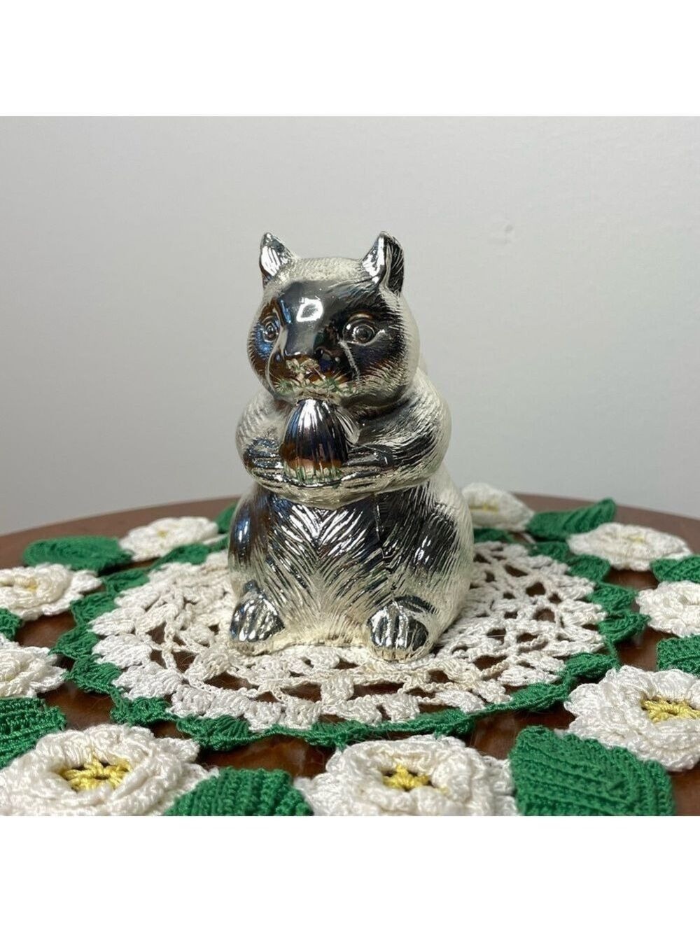 NWT Vintage Silver Plated Squirrel Coin Bank